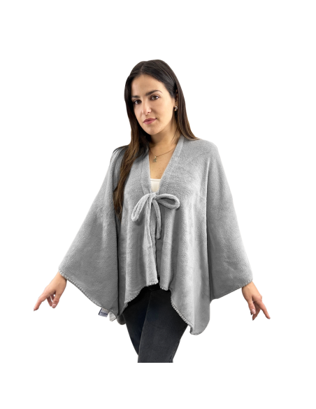 Mantilla con cordón para mujer suave y cálida para invierno en casa, talla única