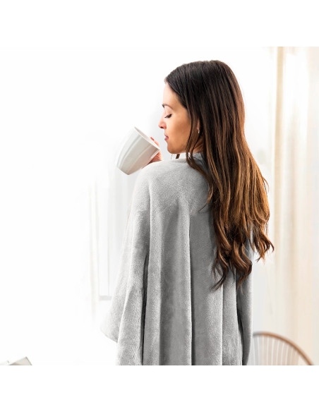 Mantilla con cordón para mujer suave y cálida para invierno en casa, talla única