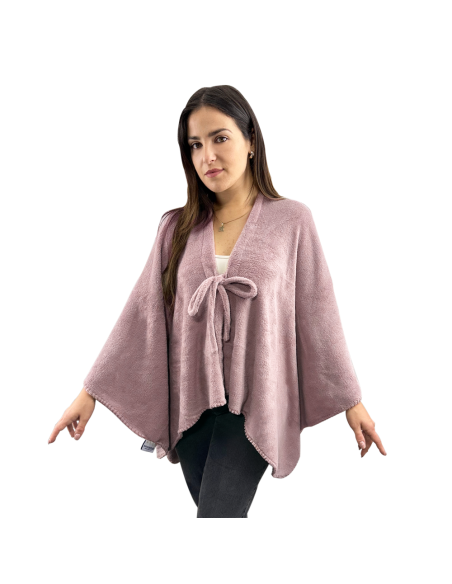 Mantilla con cordón para mujer suave y cálida para invierno en casa, talla única