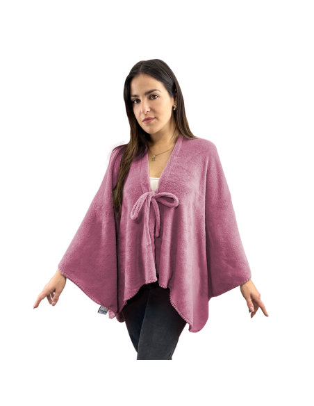 Mantilla con cordón para mujer suave y cálida para invierno en casa, talla única