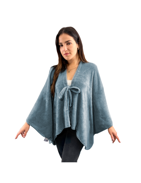 Mantilla con cordón para mujer suave y cálida para invierno en casa, talla única