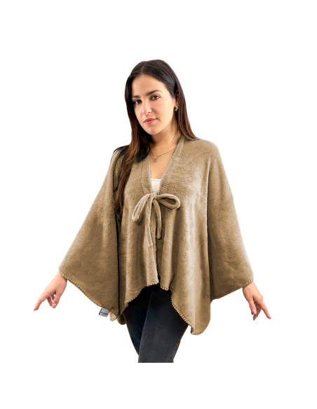 Mantilla con cordón para mujer suave y cálida para invierno en casa, talla única