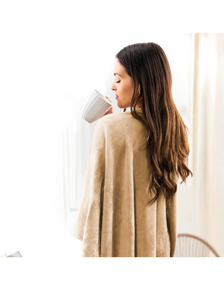 Mantilla con cordón para mujer suave y cálida para invierno en casa, talla única