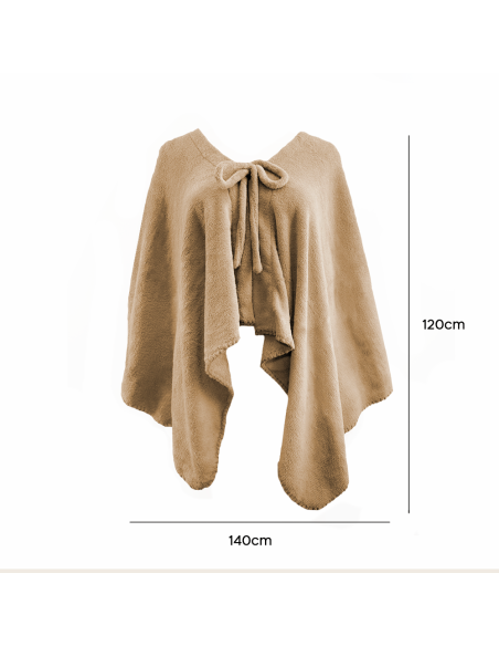 Mantilla con cordón para mujer suave y cálida para invierno en casa, talla única