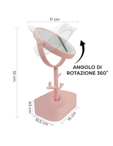 Espejo Cosmético con Luz LED Recargable para...
