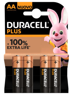 Paquete de 4 pilas Duracell Plus AA 100% Extra Life Pilas...