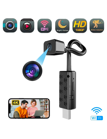 Mini Cámara Inalámbrica Portátil 4K HD Q-SX30  Control Remoto WiFi y APP