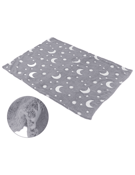 Manta Mágica para Niños Plaid Invernal de Piel Gris con Patrón Fluorescente