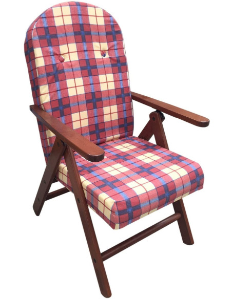 Sillón de Madera MASLEGNO AMALFI Sillón Reclinable Cojín Acolchado 108x65x60