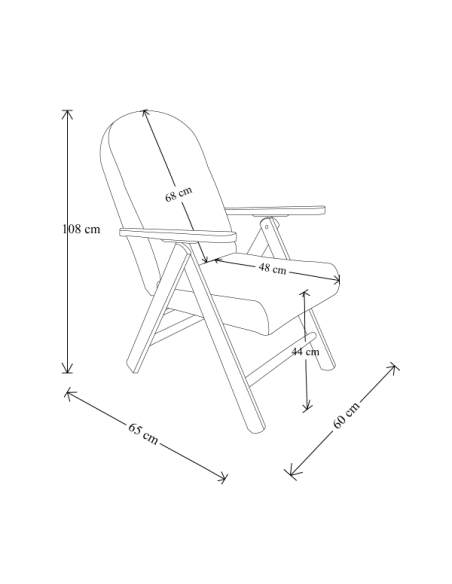 Sillón de Madera MASLEGNO AMALFI Sillón Reclinable Cojín Acolchado 108x65x60