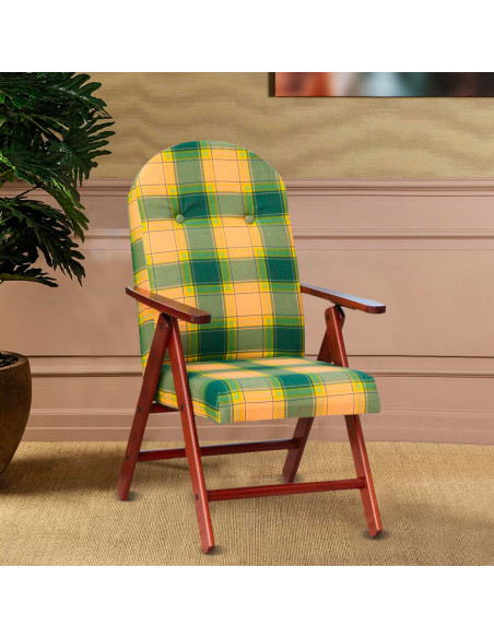 Sillón de Madera MASLEGNO AMALFI Sillón Reclinable Cojín Acolchado 108x65x60