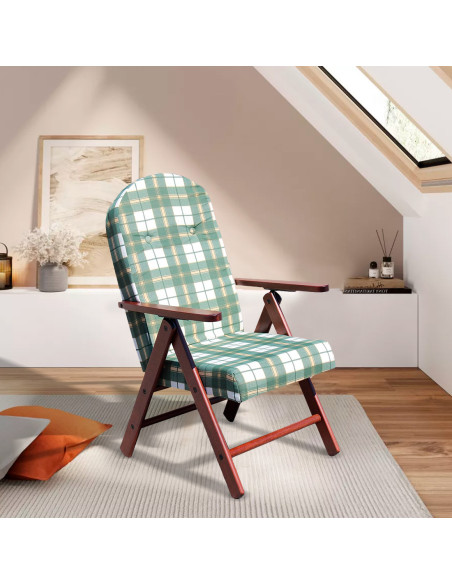 Sillón de Madera MASLEGNO AMALFI Sillón Reclinable Cojín Acolchado 108x65x60