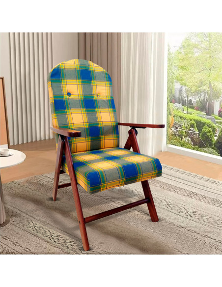 Sillón de Madera MASLEGNO AMALFI Sillón Reclinable Cojín Acolchado 108x65x60