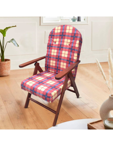 Sillón de Madera MASLEGNO AMALFI Sillón Reclinable Cojín Acolchado 108x65x60