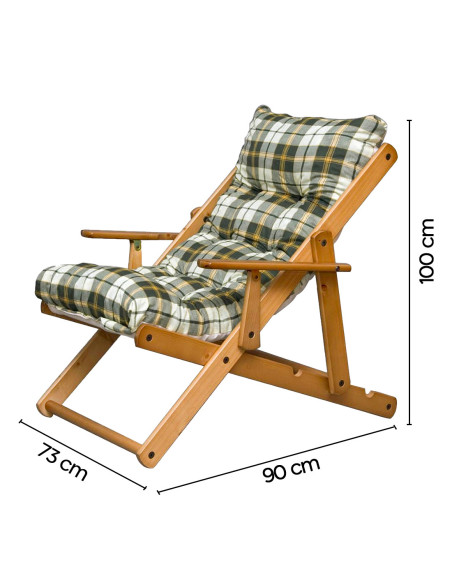 MAS011 Sillón de haya reclinable ArtLegno MAS 90x73x100h cm 2 colores