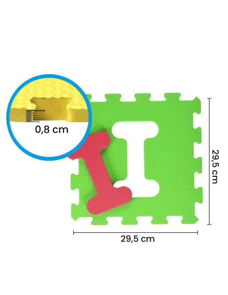Tapete rompecabezas para niños, 10 piezas ensamblables, con letras 29.5x29.5 cm