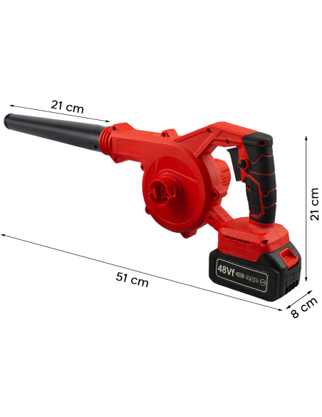 Soplador Aspirador a Batería Inalámbrico Recargable de 18V con Bolsa