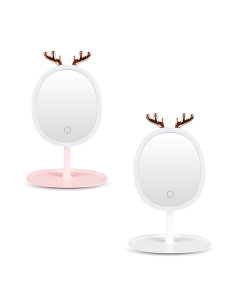 Espejo Porta Joyas de Maquillaje Cosmético con Luz LED Táctil Recargable de Mesa
