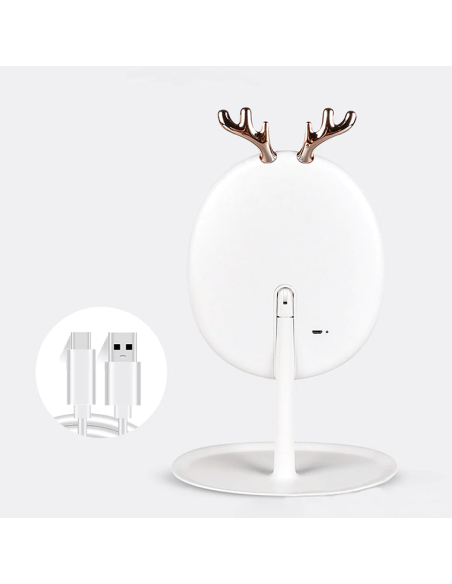 Espejo Porta Joyas de Maquillaje Cosmético con Luz LED Táctil Recargable de Mesa