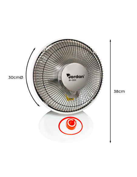 Estufa Eléctrica Parabólica Fibra Carbono JR-0503 Diámetro 35cm Inclinable 90°