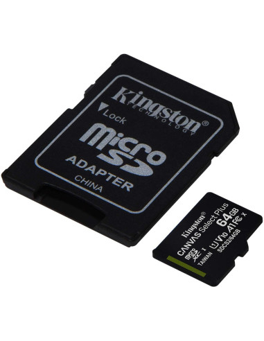 Kingston Canvas Select Plus SDCS2/64GB Tarjeta MicroSD Clase 10 con Adaptador SD