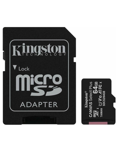 Kingston Canvas Select Plus SDCS2/64GB Tarjeta MicroSD Clase 10 con Adaptador SD