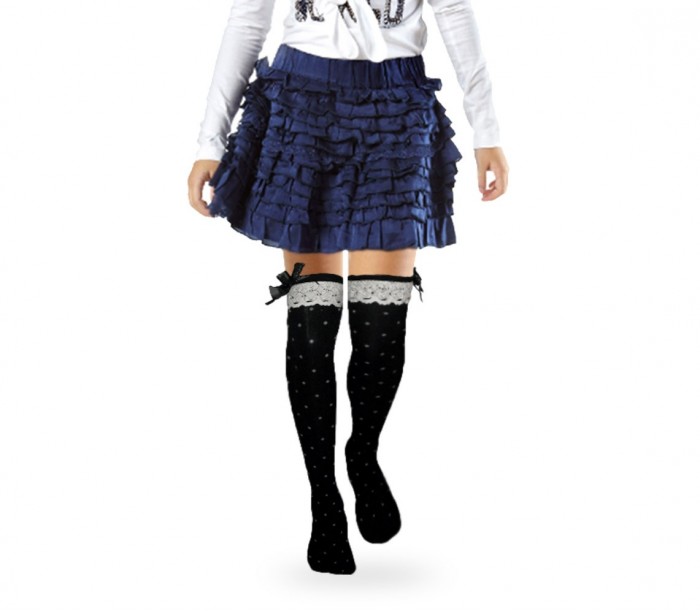 Pack 4 medias con lunares modelo FLO para niñas de 3 a 11 años con laz