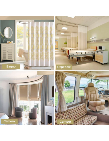 Riel flexible de cortinaPVC 5 mt Plegable y...