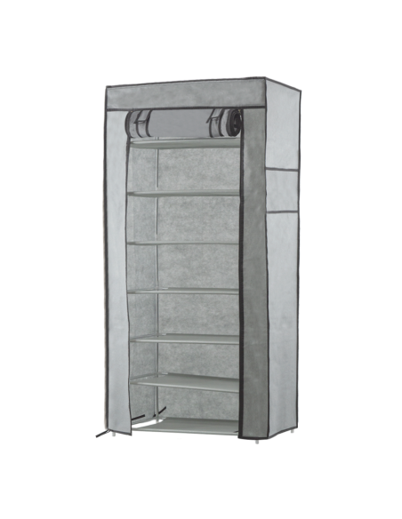 Zapatero Ahorra Espacio con 7 Estantes de Tela TNT y Estructura de Acero Modular