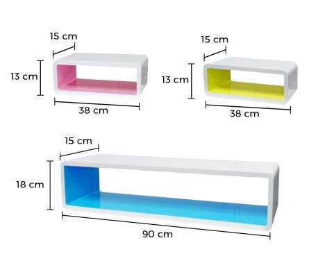 Estanterías de diferentes colores hechas de madera lacada (Set 3 piezas) - Muebles para el hogar