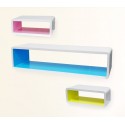 Estanterías de diferentes colores hechas de madera lacada (Set 3 piezas) - Muebles para el hogar Estanterías de diferentes colores hechas de madera lacada (Set 3 piezas) - Muebles para el hogar