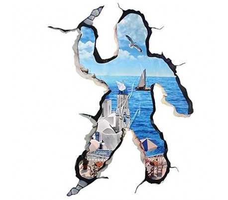 Vinilo 3D con efecto hiperrealista y motivo de FUGA AL MAR (100 x 70 cm) - Decoración del hogar