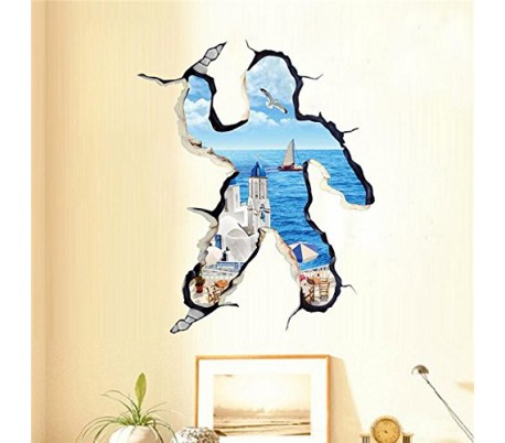 Vinilo 3D con efecto hiperrealista y motivo de FUGA AL MAR (100 x 70 cm) - Decoración del hogar