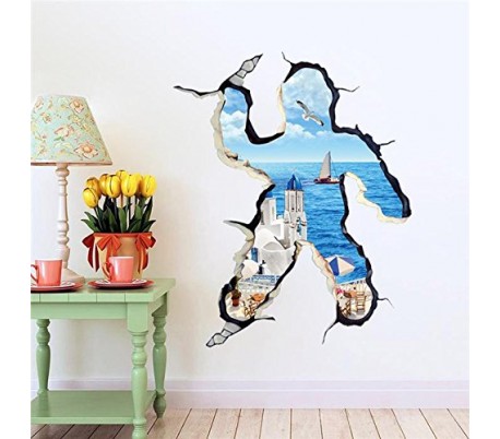 Vinilo 3D con efecto hiperrealista y motivo de FUGA AL MAR (100 x 70 cm) - Decoración del hogar