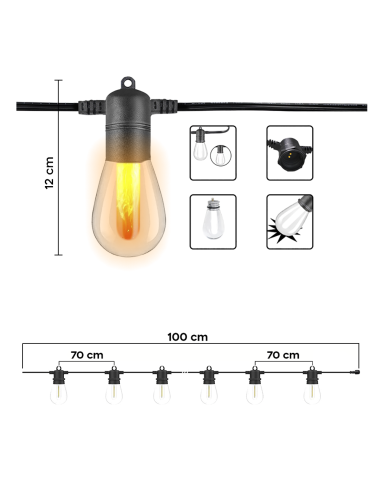 Cadena Luminosa con Panel Solar Recargable 10m...