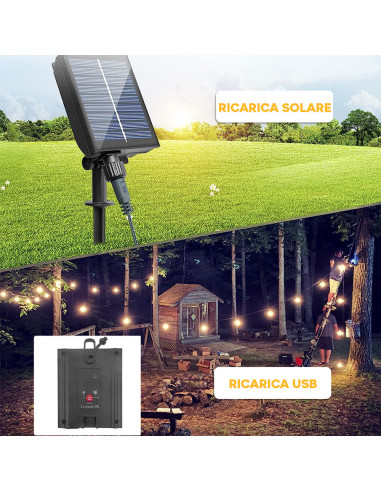 Cadena Luminosa con Panel Solar Recargable 10m...