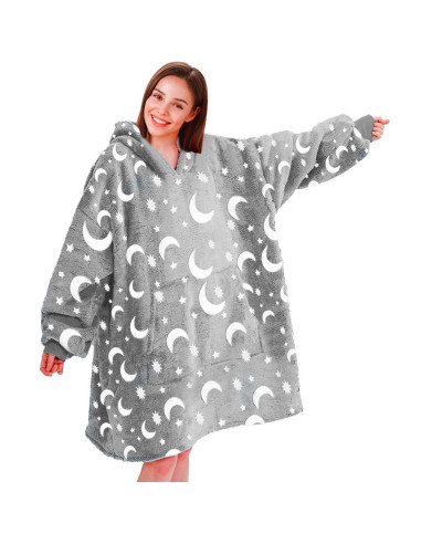 Manta con mangas extragrandes en polar gris...