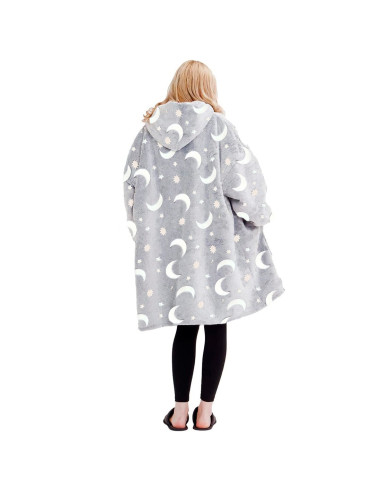 Manta con mangas extragrandes en polar gris...