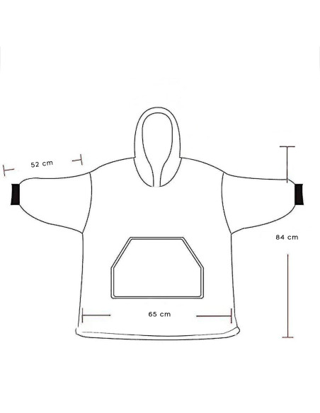 Manta con mangas extragrandes en polar gris fluorescente con capucha y bolsillo