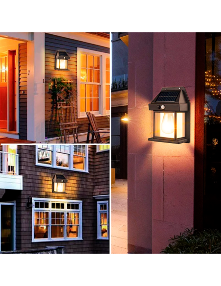 Lámpara Pared Solar Recargable Exteriores BK-888 Luz Cálida y Sensor Movimiento