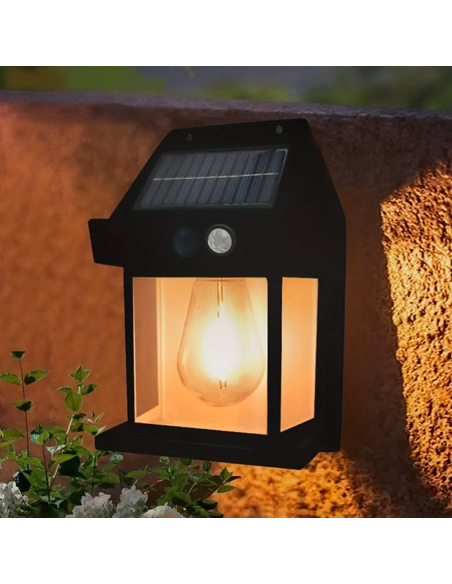 Lámpara Pared Solar Recargable Exteriores BK-888 Luz Cálida y Sensor Movimiento