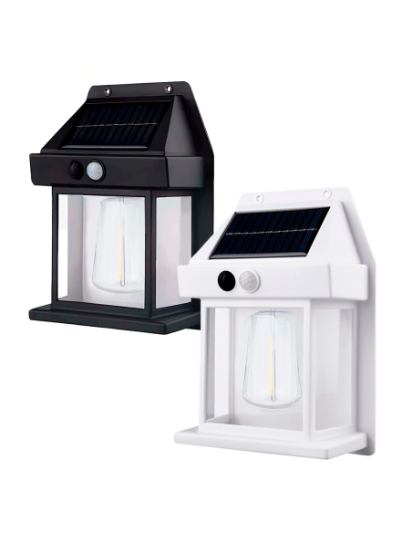 Lámpara Solar Recargable Pared Exterior BK-888D Luz Cálida y Sensor Movimiento