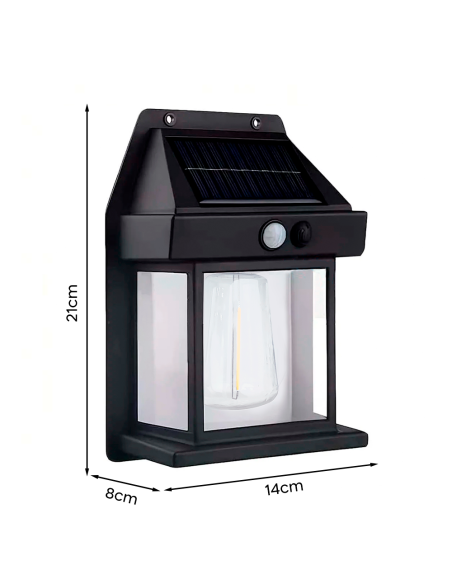 Lámpara Solar Recargable Pared Exterior BK-888D Luz Cálida y Sensor Movimiento