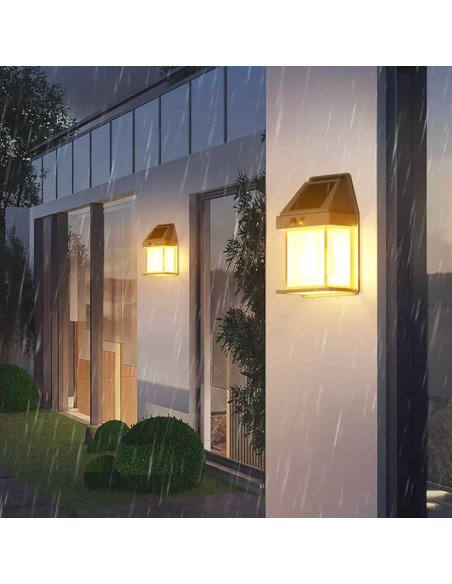 Lámpara Solar Recargable Pared Exterior BK-888D Luz Cálida y Sensor Movimiento