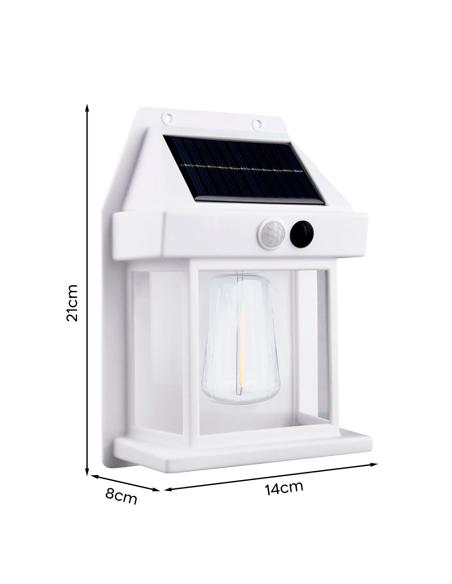 Lámpara Solar Recargable Pared Exterior BK-888D Luz Cálida y Sensor Movimiento