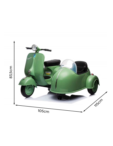 Moto Eléctrica para Niños LT957 Vespa con Sidecar Grande 12V, Luces LED y Sonido