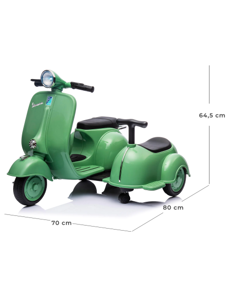 Moto Eléctrica para Niños LT958 Vespa con Sidecar Pequeño 6V, Luces LED y Sonido