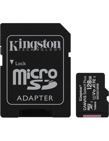 Kingston Canvas Select Plus SDCS2/128GB Tarjeta MicroSD Clase 10 y Adaptador SD