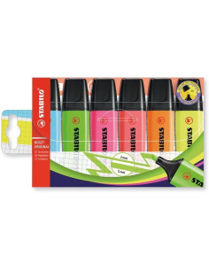 Resaltadores STABILO BOSS ORIGINAL Estuche de 6 Colores Surtidos Punta de 2-5 mm