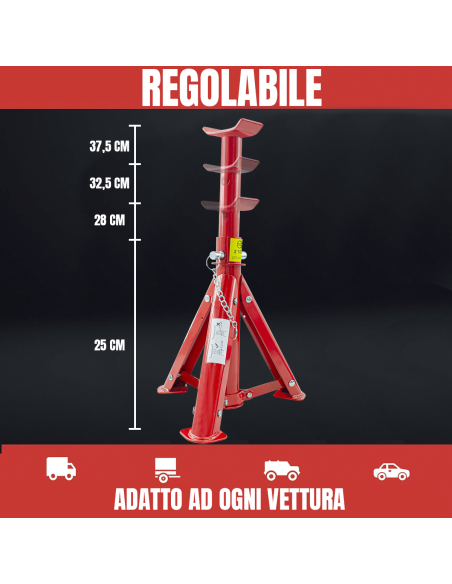 Caballete Vehículos 2 Piezas Ajustable  Altura Peso Máximo 2000 kg 275-365 mm